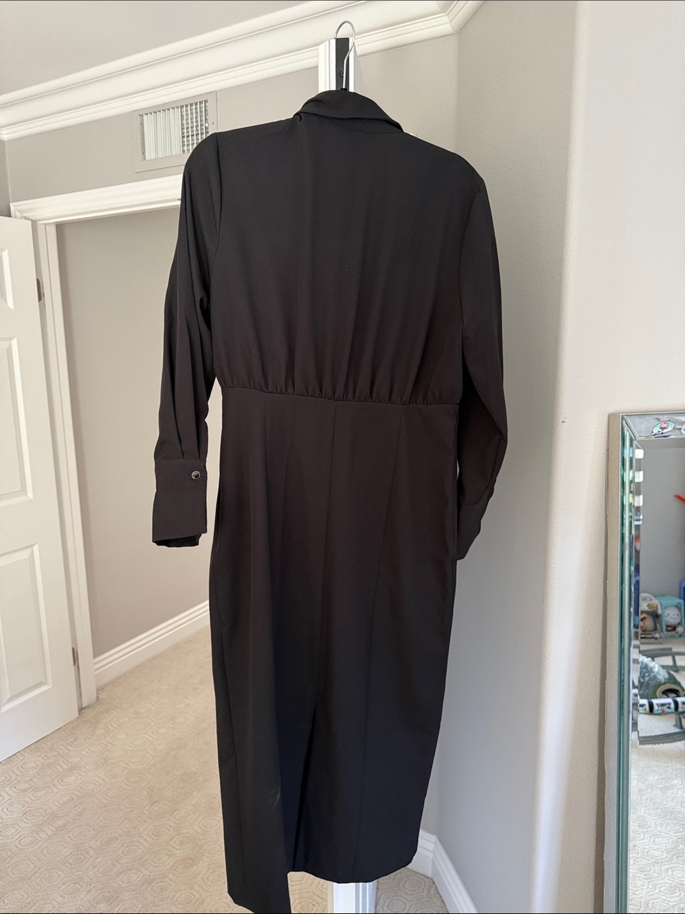 Zara Black Long-Sleeve Shirt Dress - Picture 3 of 7
